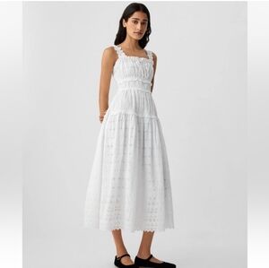 Dôen x Gap Eyelet Midi Dress White  Milkmaid Minimalist Coastal Size M NWT